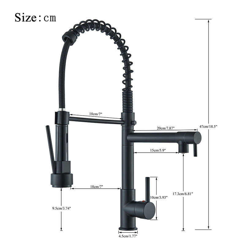 Kitchen Sink Faucet Hot Cold Water Mixer Crane Tap with Dual Spout 360° Rotation