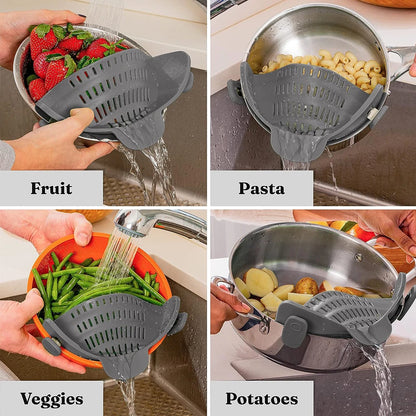 Silicone Food Strainer Clip On Pots and Pans Drain